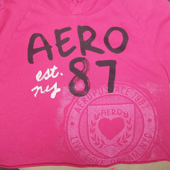 Aeropostale Pink Cropped Hooded Sweatshirt Size S - Picture 4 of 11